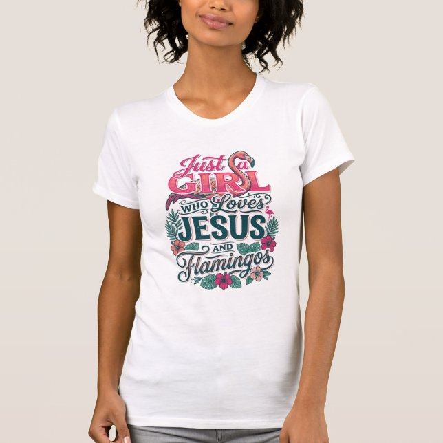 Camiseta Menina Flamingo Cristã Vintage (Frente)