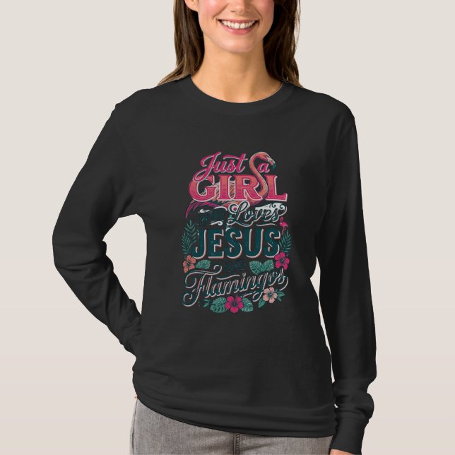 Camiseta Menina Flamingo Cristã Vintage (Frente)