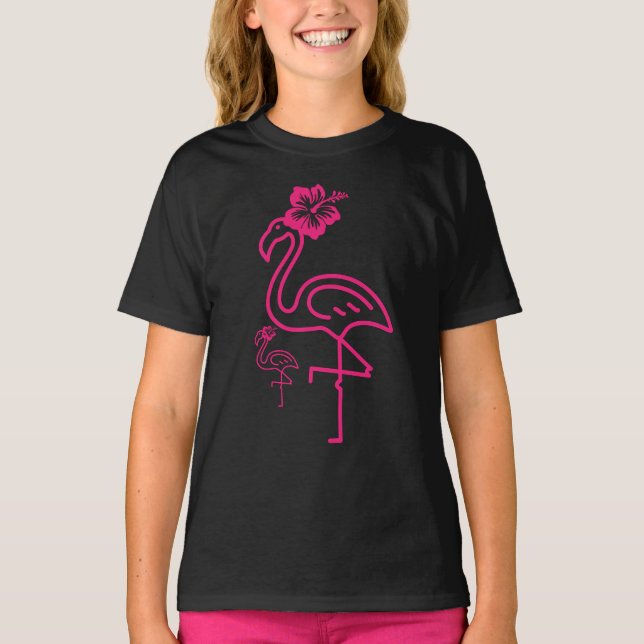 Camiseta Menina Flamingo de Verão (Frente)