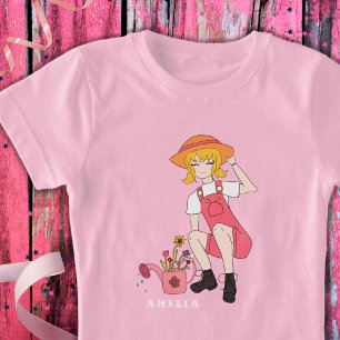 Camiseta Menina Flor com Nome de Cabelo Loiro