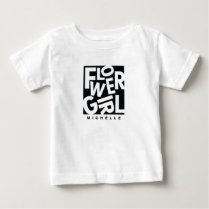 Camiseta Menina florescente na tipografia negra, casamento