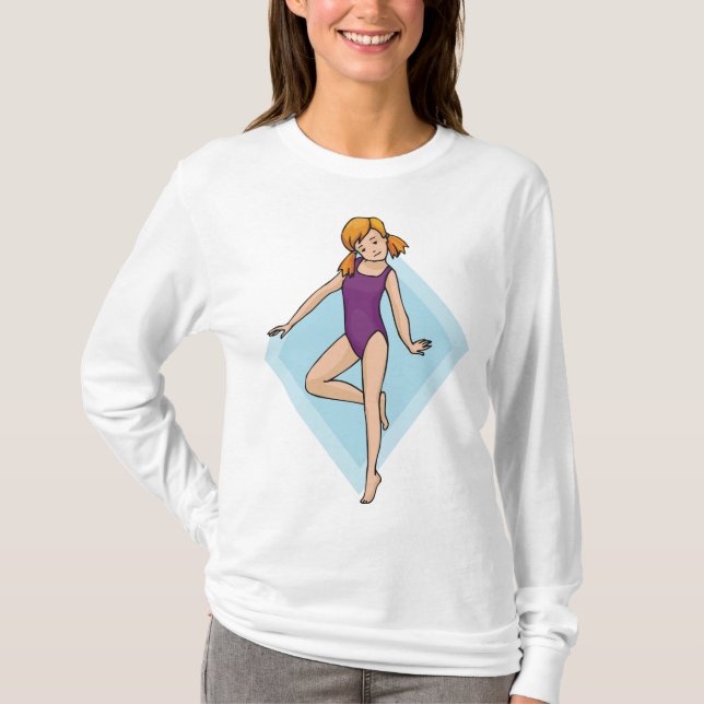 Camiseta Menina Ginasta em Leotardo Roxo (Frente)