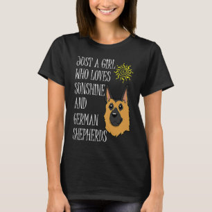 Camiseta Menina Gosta de Cachorro Pastor Alemão Fofo