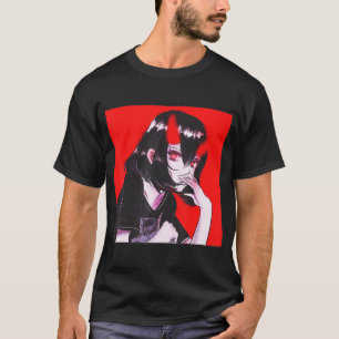 Camiseta Menina Gótica de Animação Kawaii Waifu T-S