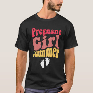 Camiseta Menina Grávida Anúncio de bebê Verão Gravidez R