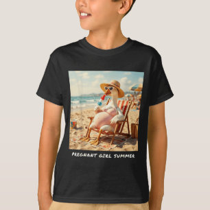 Camiseta Menina grávida verão ganso praia