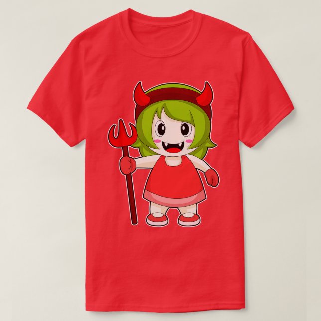 Camiseta Menina Halloween Devil Trident (Frente do Design)