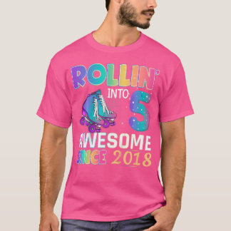 Camiseta Menina Incrível de 5 Anos de Idade Patinando no An