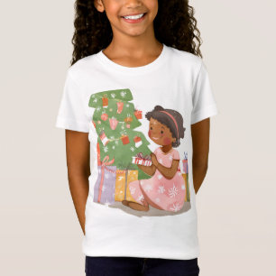 Camiseta menina indiana abrindo presentes