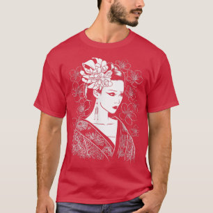 Camiseta Menina japonesa Samurai Sinobi Combatendo Ninja Ma