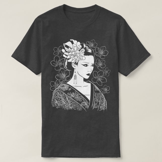 Camiseta Menina japonesa Samurai Sinobi Combatendo Ninja Ma (Frente do Design)