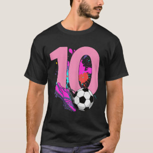 Camiseta Menina Jogadora de Futebol de 10 Anos de Idade
