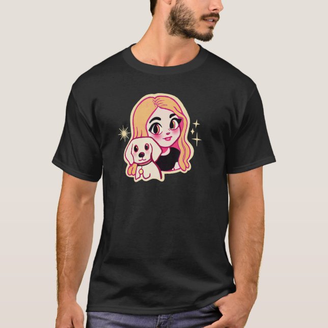 Camiseta Menina Labrador Cachorro Retro Princesa Retriever  (Frente)