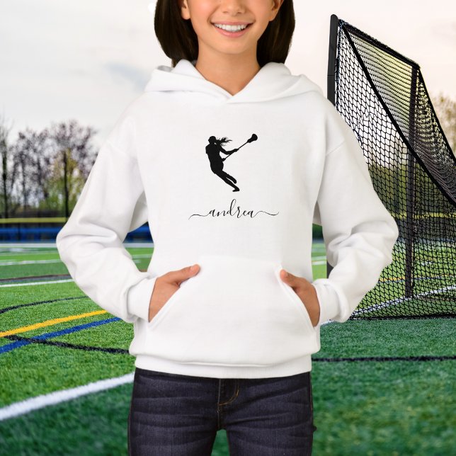 Camiseta Menina Lacrosse Nome Personalizado de Criança Pers (Criador carregado)