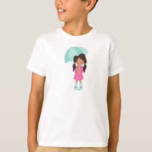 Camiseta Menina Latina, Garota Em Casaco De Chuva, Garota C
