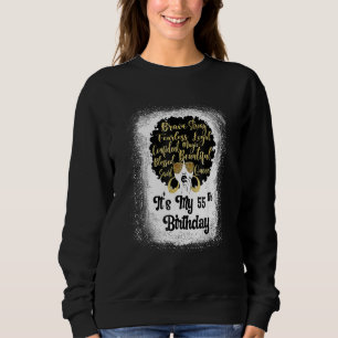 Camiseta Menina Leopard Melanin de 55 anos É o meu aniversá