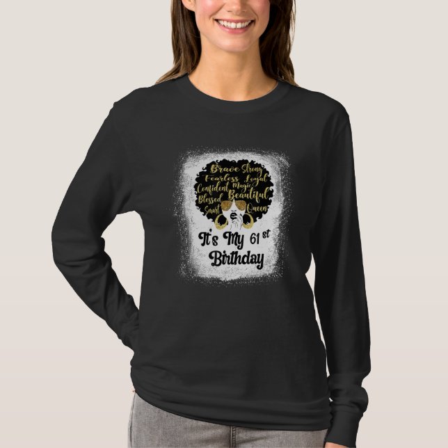 Camiseta Menina Leopard Melanin de 61 anos É o meu aniversá (Frente)
