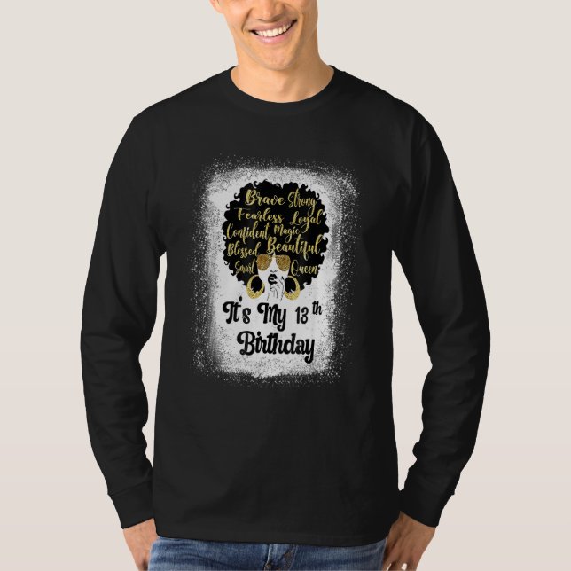 Camiseta Menina Leopardo Melanina de 13 anos É o meu aniver (Frente)