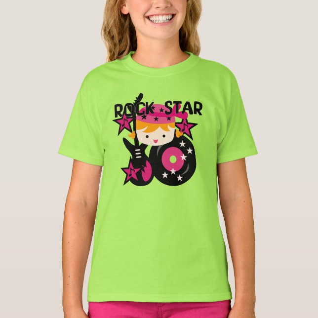 Camiseta Menina loura da estrela do rock (Frente)