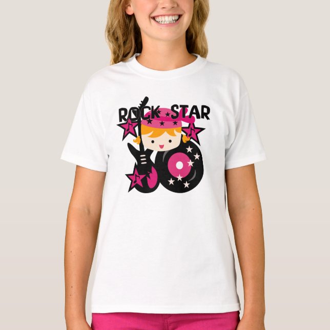 Camiseta Menina loura da estrela do rock (Frente)