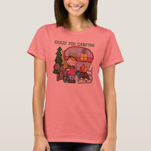 Camiseta Menina loura louca para acampar