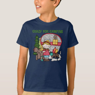 Camiseta Menina loura louca para acampar