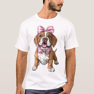Camiseta Menina Mãe do Cachorro Mastiff com Laço Coquete Ro