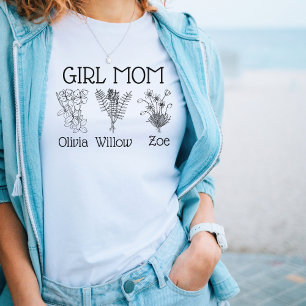 Camiseta Menina Mãe Três Nomes De Flores Selvagens