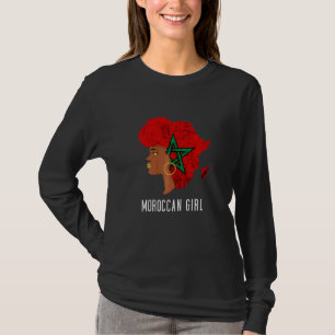 Camiseta Menina Marroquina Bandeira Marroquina Cabelo Raíze
