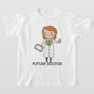 Camiseta Menina Médica Futura com Cabelo Vermelho