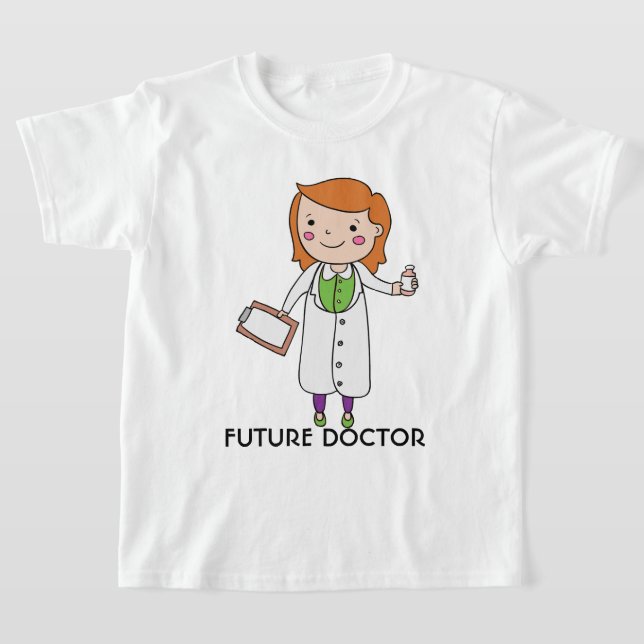 Camiseta Menina Médica Futura com Cabelo Vermelho (Postura )