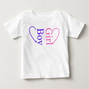 Camiseta Menina Menino Coração Bebê   Revelação de Gêmeos