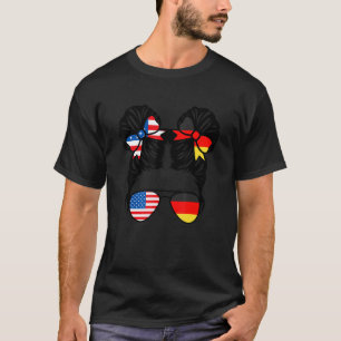 Camiseta Menina Metade Americana Metade Alemã Bandeira EUA