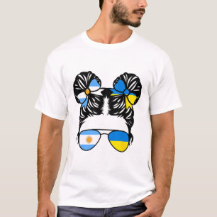 Camiseta Menina Metade Argentina Metade Ucraniana Argentina