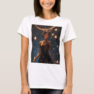 Camiseta Menina Mística com Galhada de Veado e Halo de Borb
