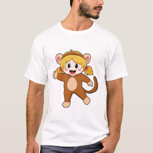 Camiseta Menina na fantasia como macaco