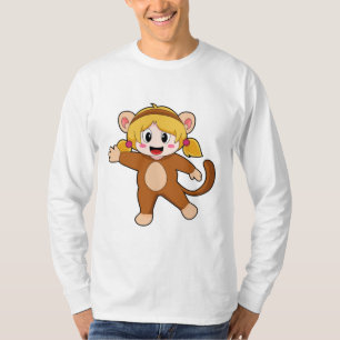Camiseta Menina na fantasia como macaco