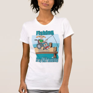 Camiseta Menina na pesca da cadeira de rodas