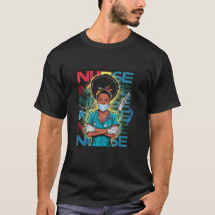 Camiseta Menina Negra Afro-Americana Enfermeira Trabalhador