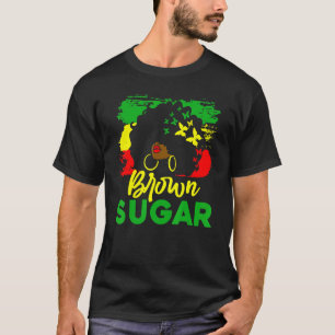 Camiseta Menina Negra-de-Açúcar Marrom Orgulho Africano His