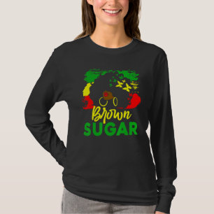 Camiseta Menina Negra-de-Açúcar Marrom Orgulho Africano His