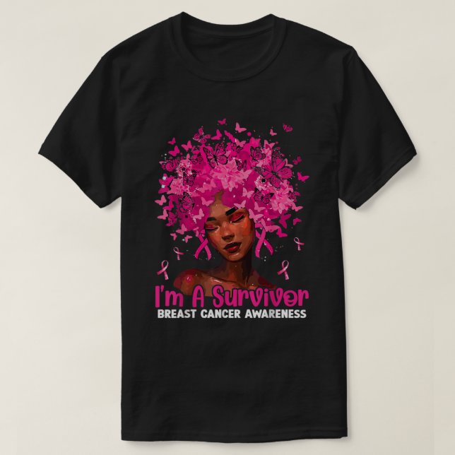 Camiseta Menina Negra, sou Cancer de Sobrevivência em Guerr (Frente do Design)
