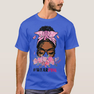 Camiseta Menina Negra Veste Consciência do Cancer de Mama R