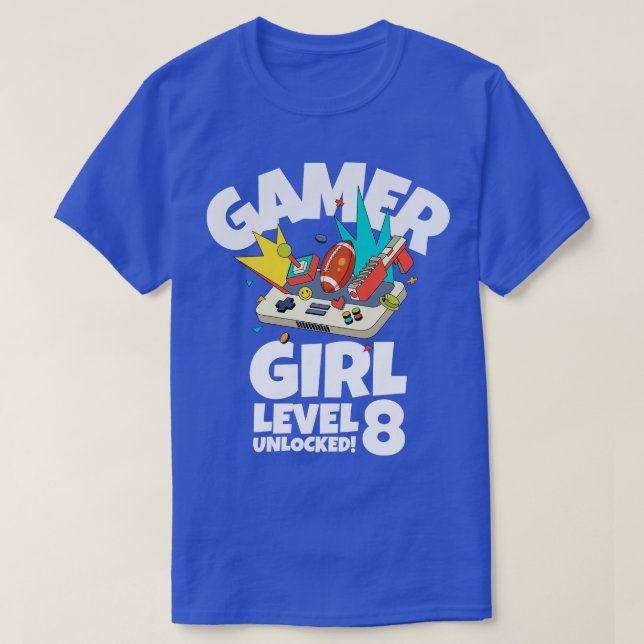 Camiseta Menina nível 8 desbloqueada (Frente do Design)