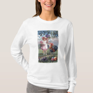 Camiseta Menina no rosa que guardara flores roxas