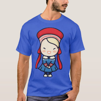 Camiseta Menina norueguesa e bonitinha em vestuário tradici