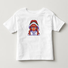 Camiseta Menina pixelart usando chapéu de Papai Noel 