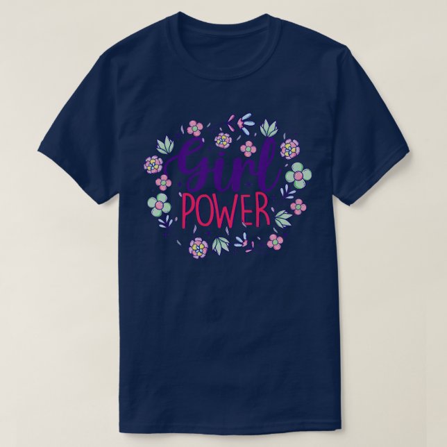 Camiseta Menina Poder Floral Feminista Menina (Frente do Design)