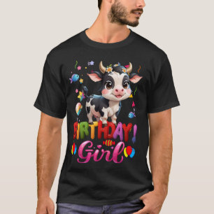 Camiseta Menina Princesa de Aniversário de Vaca É Meu Anive