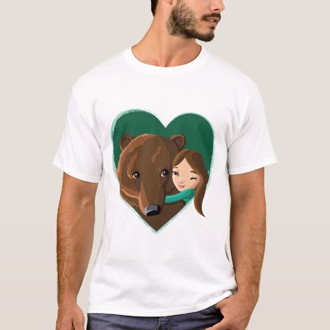 Camiseta Menina que abraça o urso (Frente)